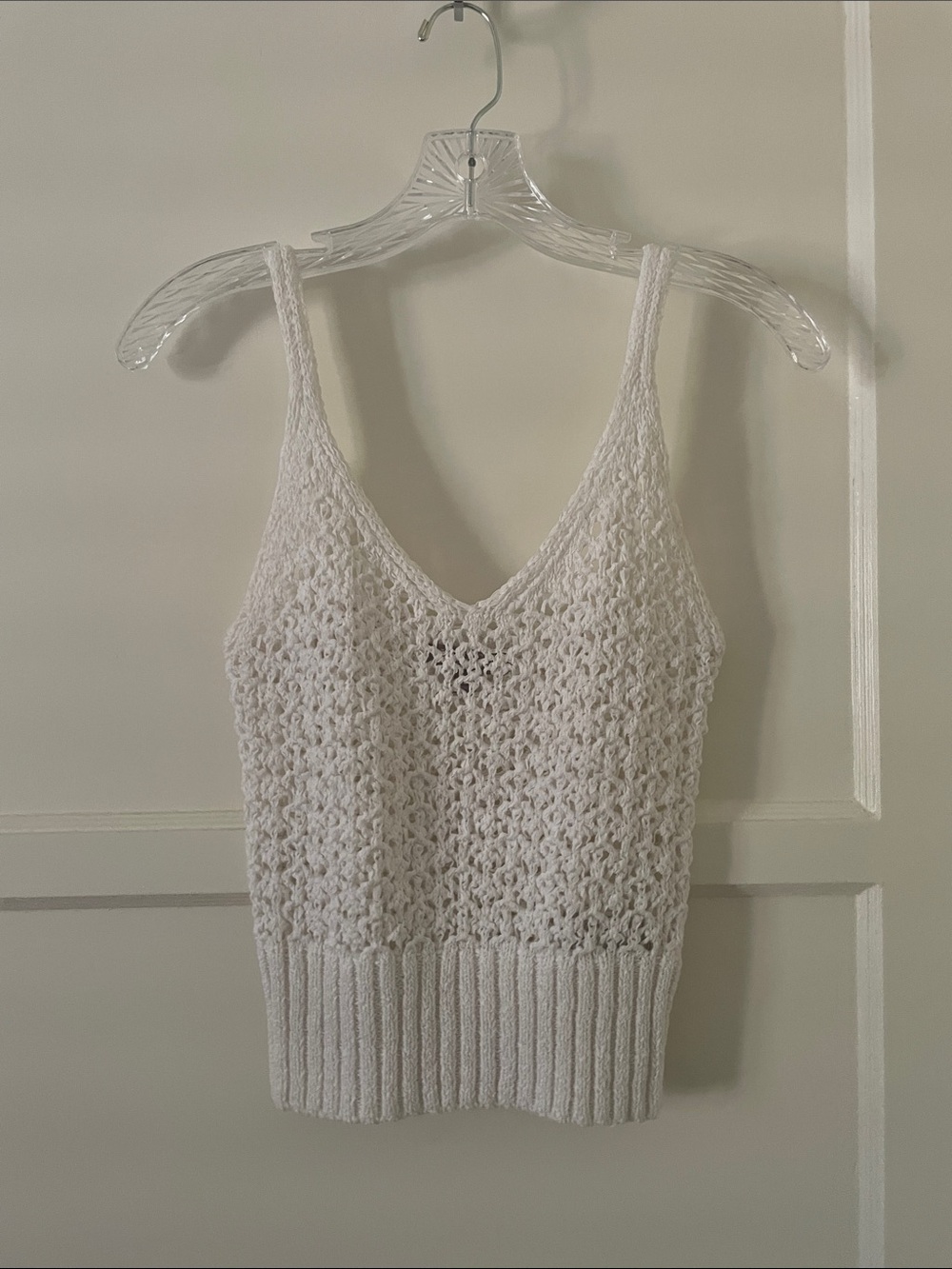 JCrew Cropped Crochet V-Neck Knit Tank Top